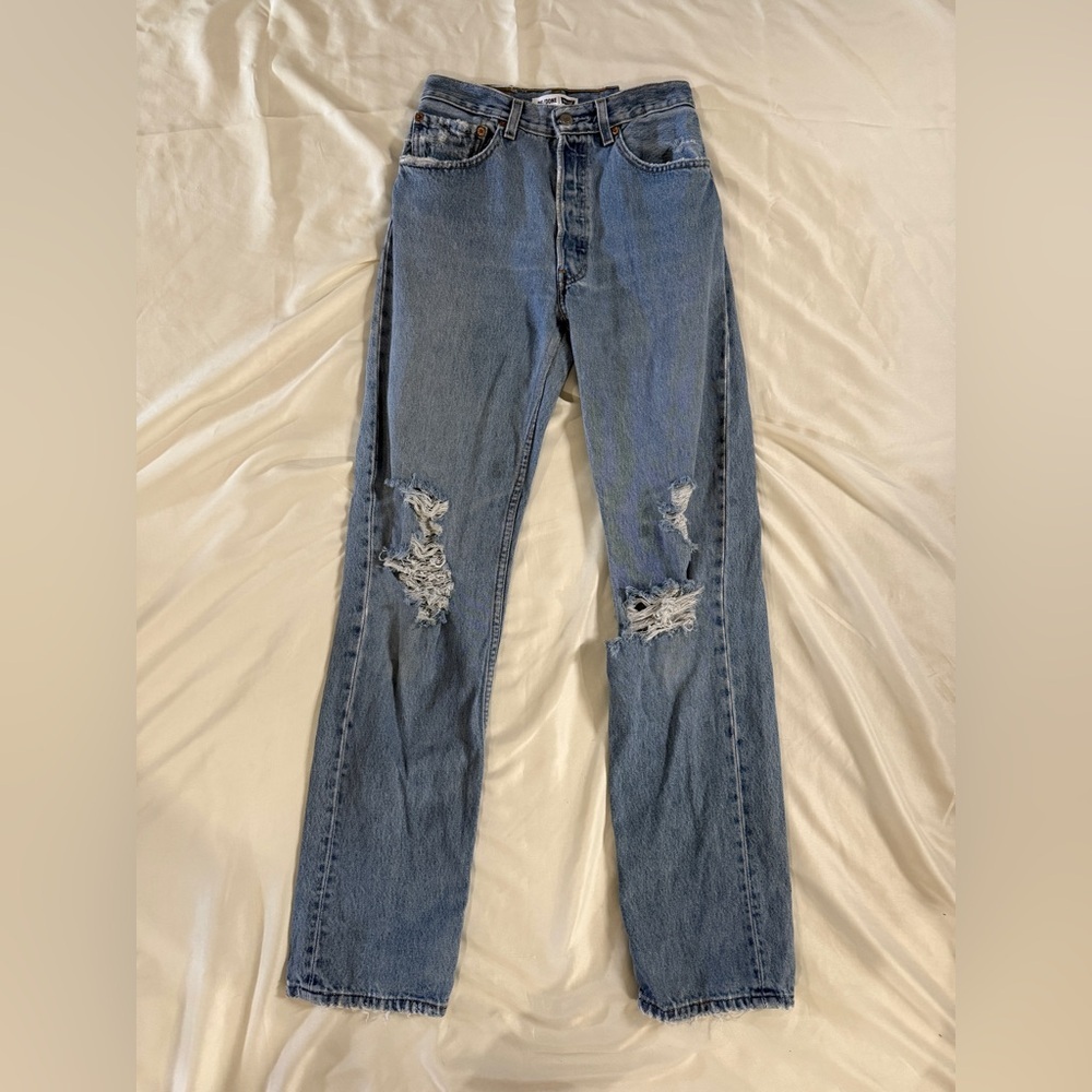 Re/Done 90s High Rise Straight Leg Jeans Women's Size 24 Button Fly Made in‎ USA